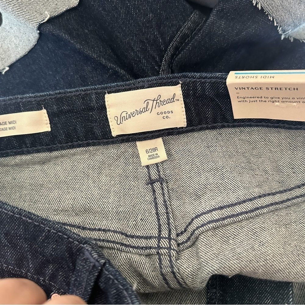 🆕 Universal Thread Shorts Womens 6/28R Blue Vintage Midi Cut-Off Stretch Denim - Picture 4 of 8